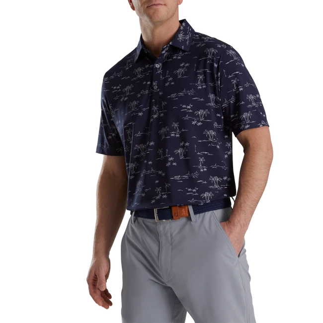 Tropic Golf Print Lisle Self Collar - Image 2