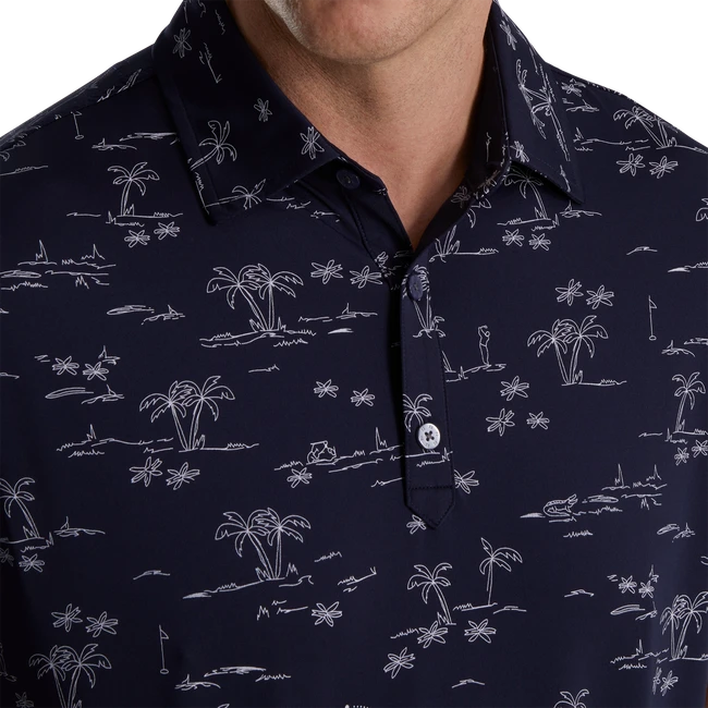 Tropic Golf Print Lisle Self Collar - Image 4