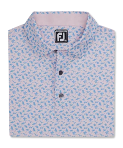 Athletic Fit Beach Print Lisle Self Collar