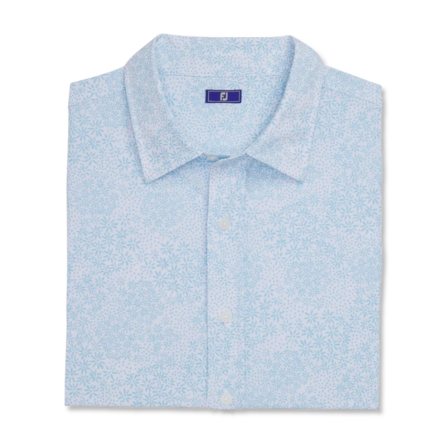 Micro-Floral Short Sleeve Performance Woven