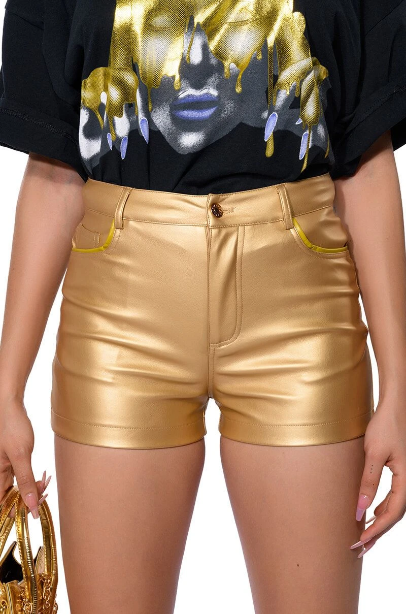 BASH METALLIC PU BOOTY SHORT - Image 2