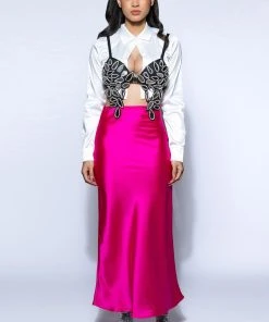 BEAUTIFUL HEART SATIN MAXI SKIRT