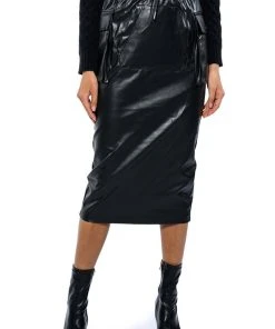 BEGIN AGAIN FAUX LEATHER MIDI SKIRT -FootJoy Store begin again faux leather midi skirt black 3 3