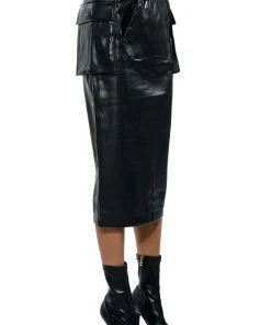 BEGIN AGAIN FAUX LEATHER MIDI SKIRT -FootJoy Store begin again faux leather midi skirt black 5 5