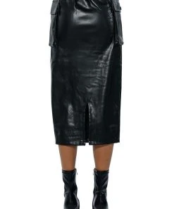 BEGIN AGAIN FAUX LEATHER MIDI SKIRT -FootJoy Store begin again faux leather midi skirt black 8 8