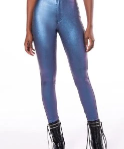 BORN TO SHINE METALLIC SKINNY PANTS IN BLUE