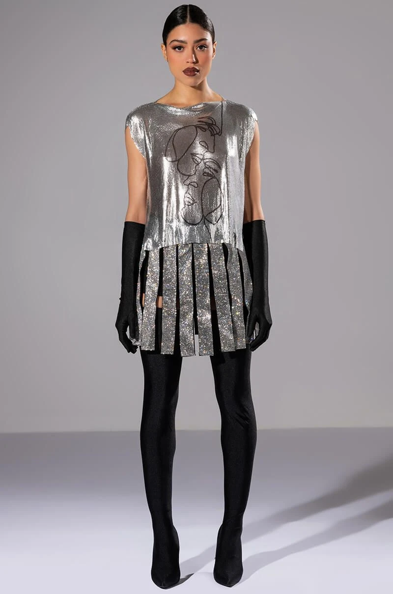 CAPTAIN OF THE TEAM RHINESTONE MINI SKIRT CAPTAIN OF THE TEAM RHINESTONE MINI SKIRT -FootJoy Store captain of the team rhinestone mini skirt silver 3 3