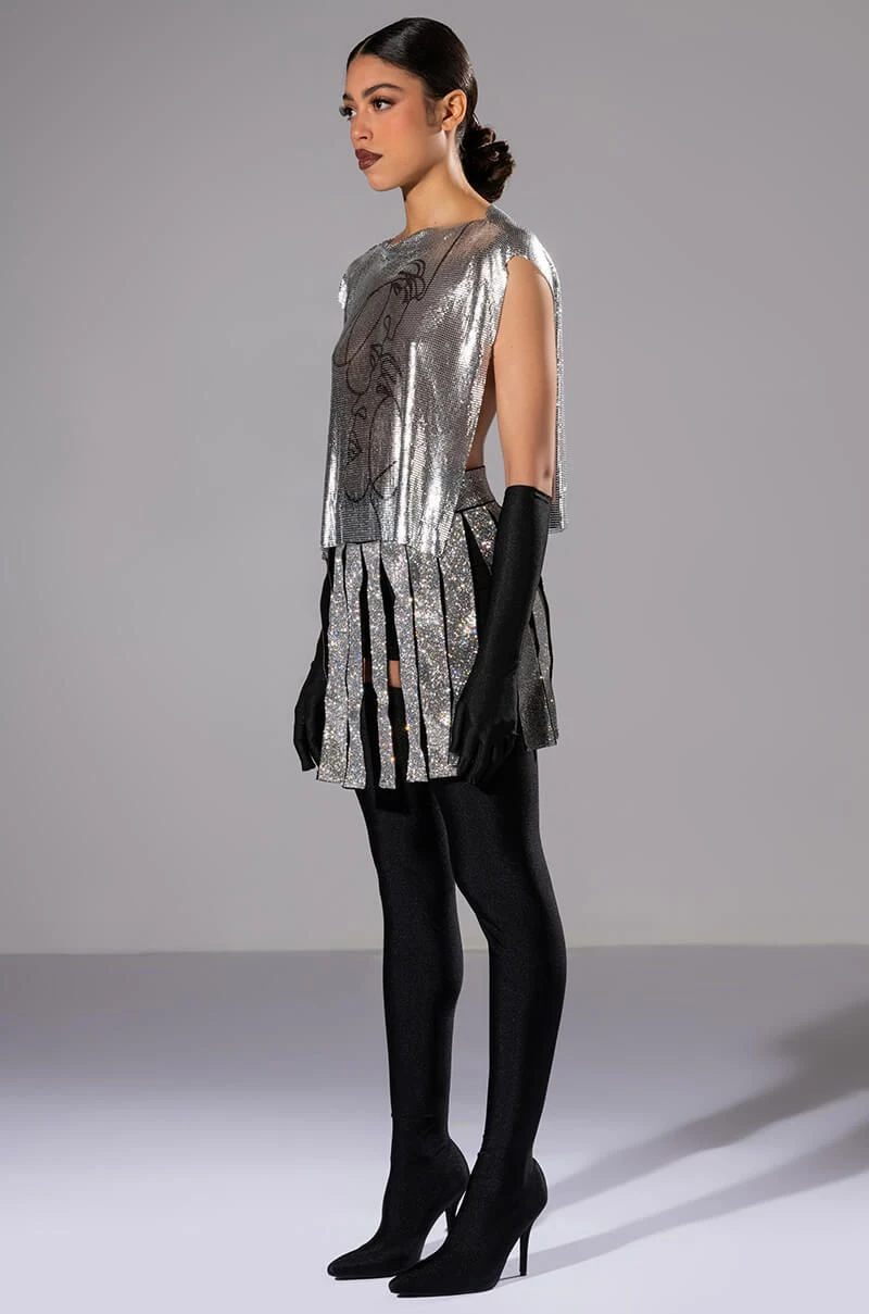 CAPTAIN OF THE TEAM RHINESTONE MINI SKIRT CAPTAIN OF THE TEAM RHINESTONE MINI SKIRT -FootJoy Store captain of the team rhinestone mini skirt silver 4 4