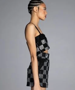 CHECK MATE RHINESTONE BRALETTE -FootJoy Store check mate rhinestone bralette black white 7 7