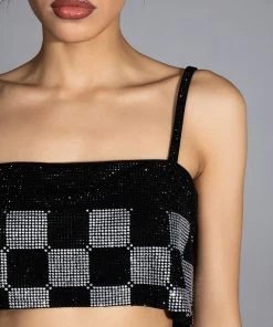 CHECK MATE RHINESTONE BRALETTE -FootJoy Store check mate rhinestone bralette black white 9 9