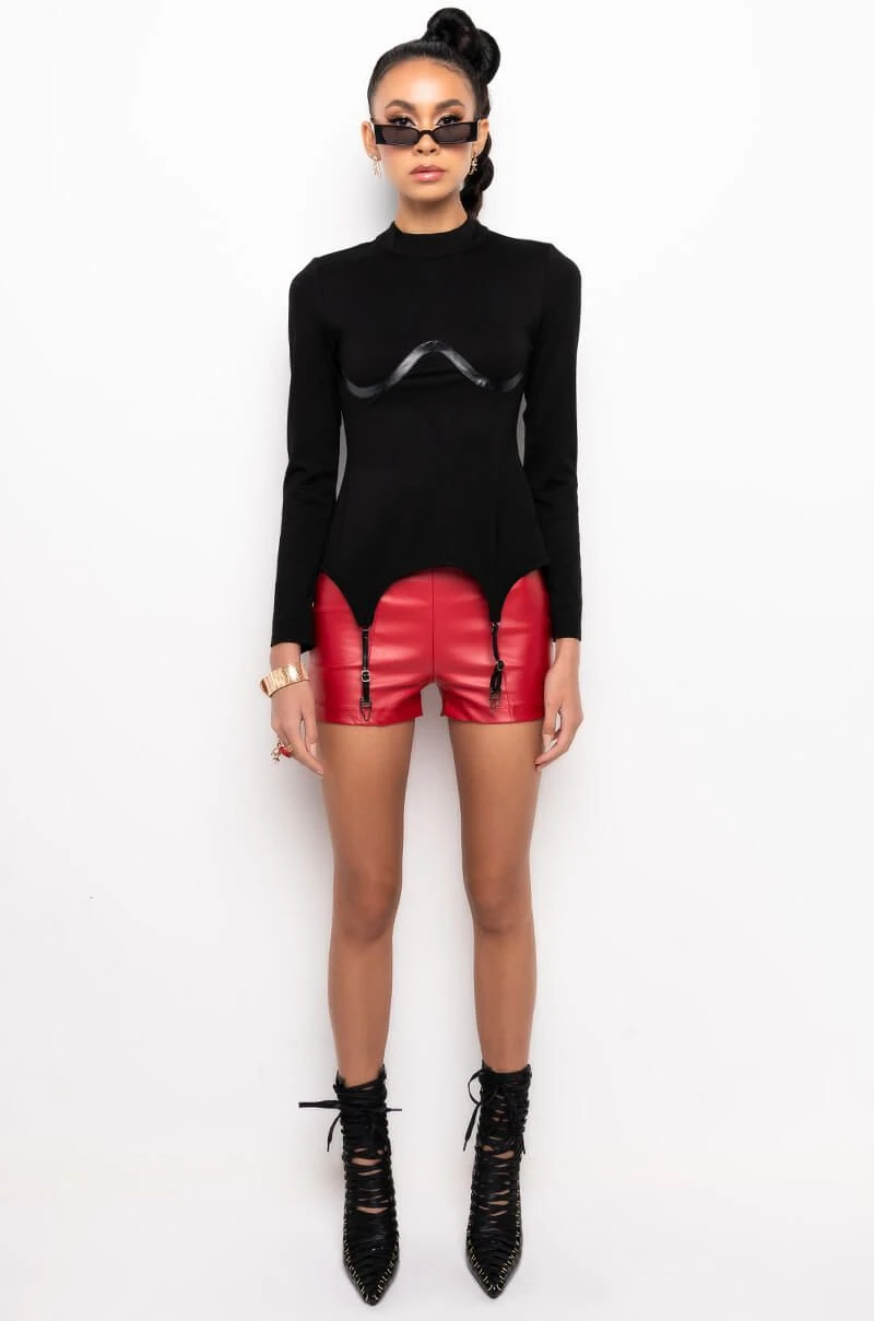 SEXY HOT PANT FAUX LEATHER FASHION SHORT SEXY HOT PANT FAUX LEATHER FASHION SHORT -FootJoy Store club high waisted pleather shorts red 8 8