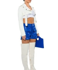 CORA POCKET DETAIL FAUX LEATHER SHORT 5 CORA POCKET DETAIL FAUX LEATHER SHORT -FootJoy Store cora pocket detail faux leather short royal blue 4 4