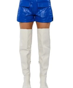 CORA POCKET DETAIL FAUX LEATHER SHORT 6 CORA POCKET DETAIL FAUX LEATHER SHORT -FootJoy Store cora pocket detail faux leather short royal blue 5 5