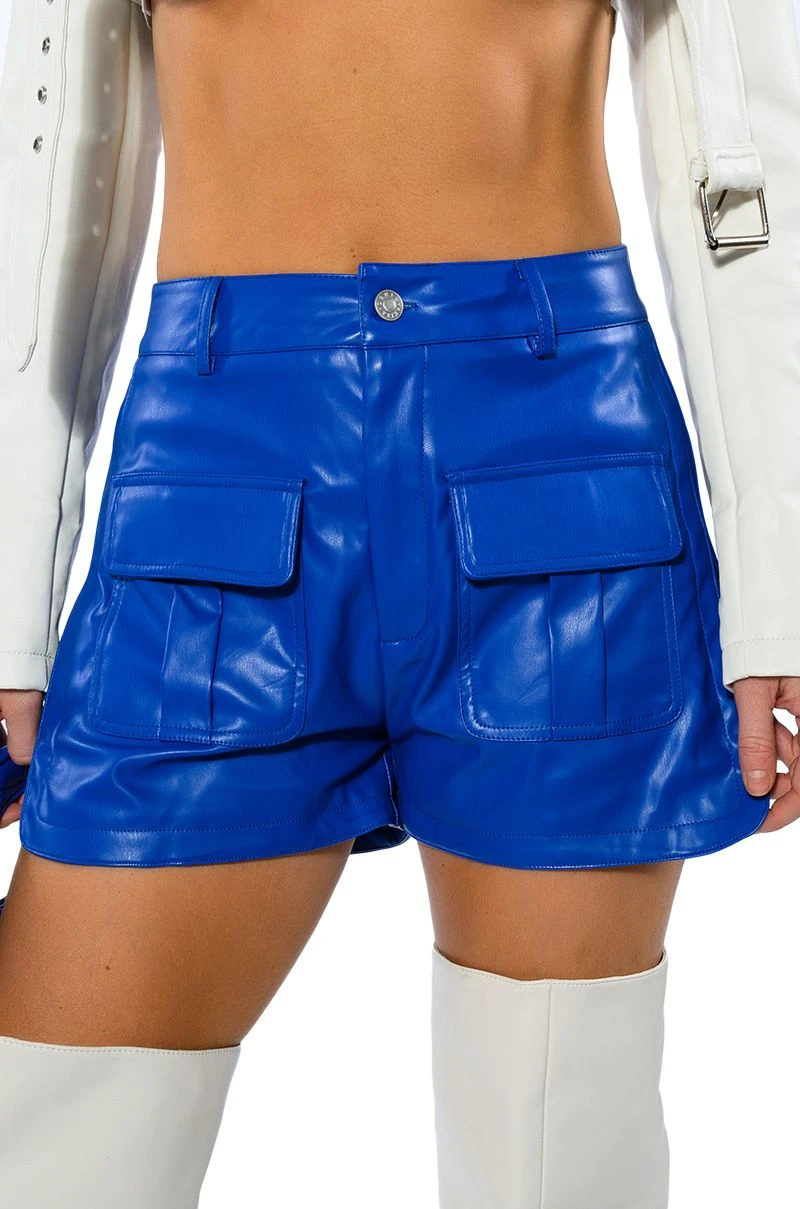 CORA POCKET DETAIL FAUX LEATHER SHORT CORA POCKET DETAIL FAUX LEATHER SHORT -FootJoy Store cora pocket detail faux leather short royal blue 8 8