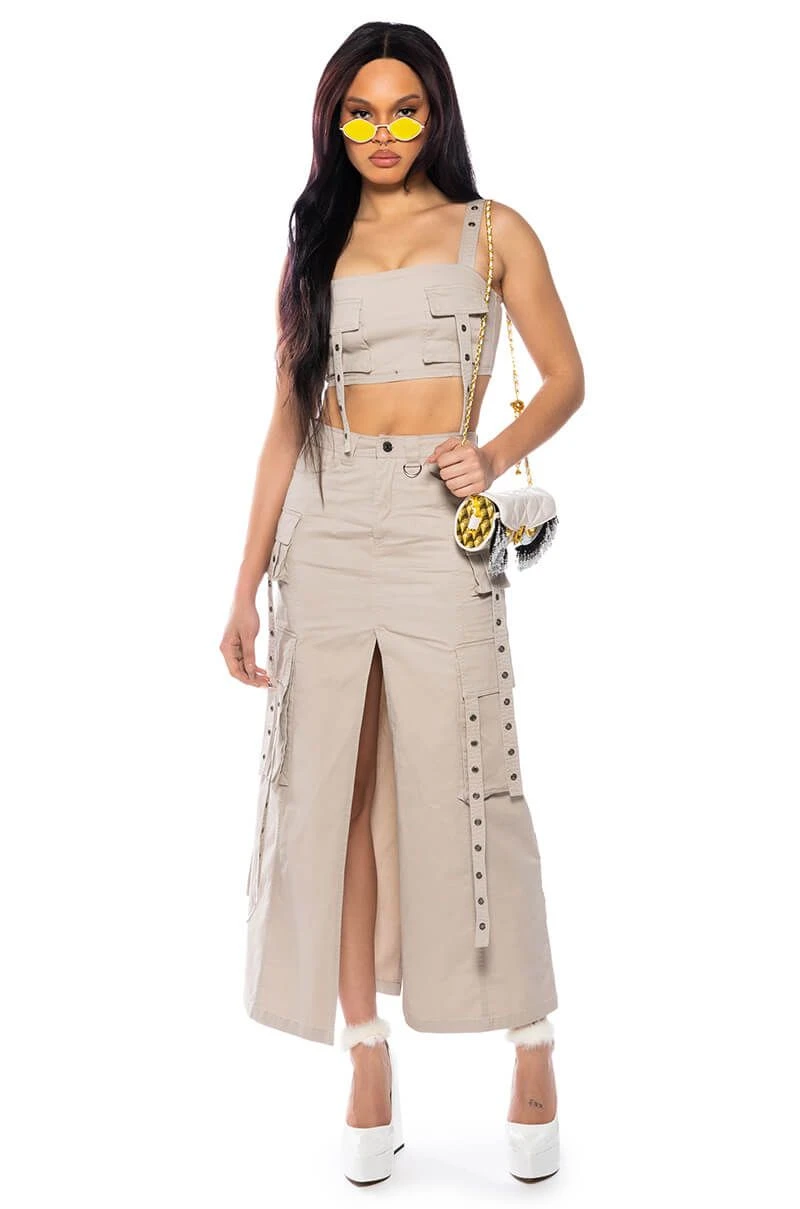 DOWN FOR ANYTHING CARGO MAXI SKIRT - Image 3