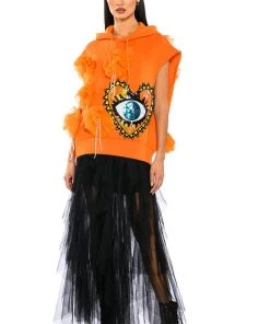 EUPHORIC EMBELLISHED SLEEVELESS SWEATSHIRT -FootJoy Store euphoric embellished sleeveless sweatshirt orange 3 3