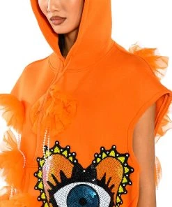 EUPHORIC EMBELLISHED SLEEVELESS SWEATSHIRT -FootJoy Store euphoric embellished sleeveless sweatshirt orange 7 7