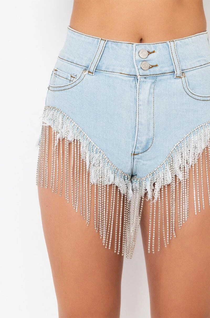 FIESTA RHINESTONE DENIM SHORTS - Image 4