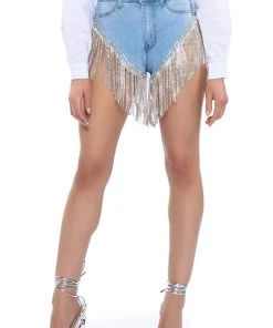 GONNA LOVE ME WATERFALL RHINESTONE DENIM SHORT
