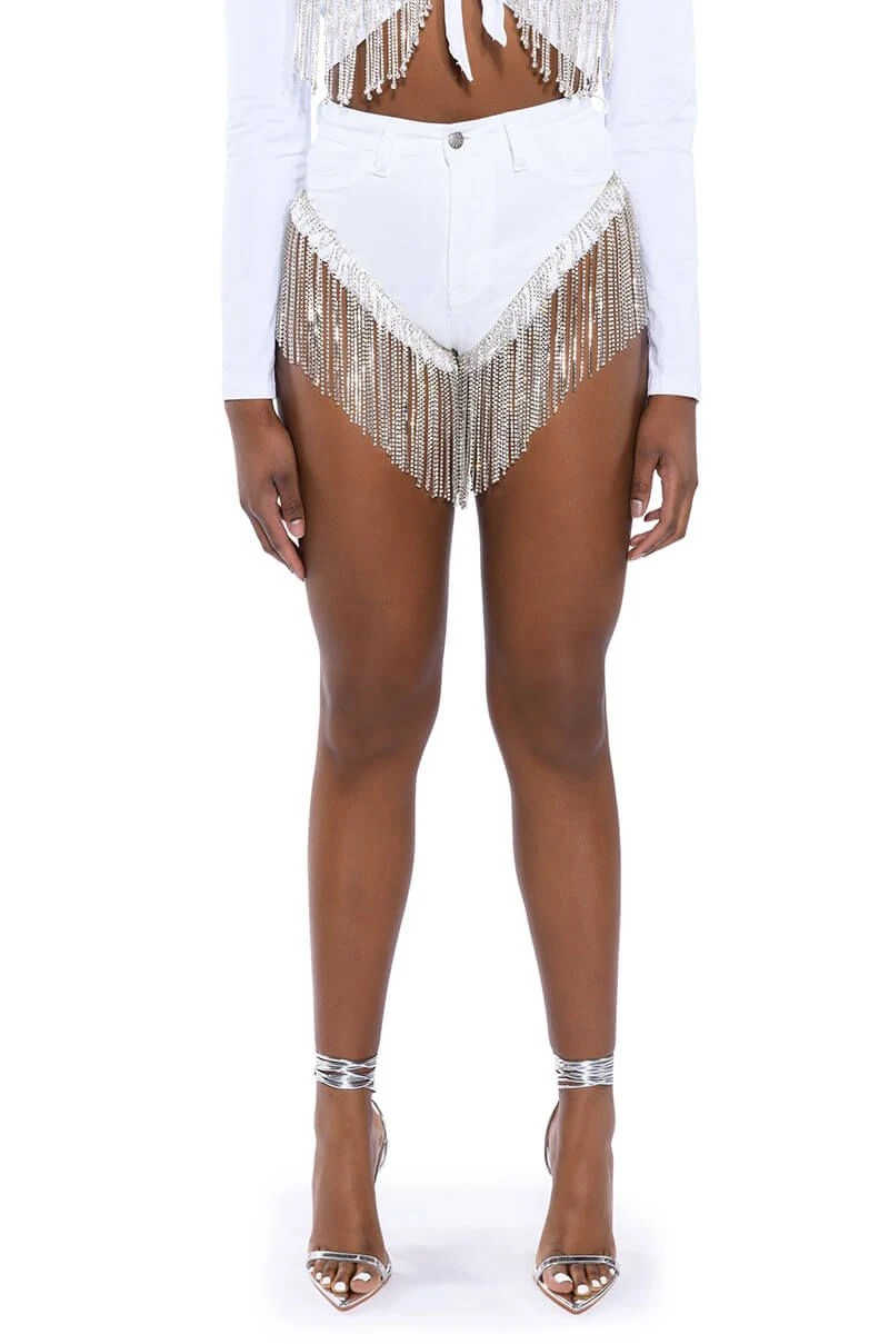 GONNA LOVE ME WATERFALL RHINESTONE DENIM SHORT - Image 4
