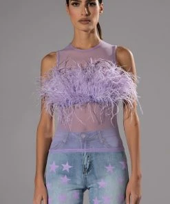 HAPPILY EVER AFTER SLEEVELESS FEATHER TOP IN LIGHT PURPLE 4 HAPPILY EVER AFTER SLEEVELESS FEATHER TOP IN LIGHT PURPLE -FootJoy Store happily ever after sleeveless feather top in light purple light purple 3 3