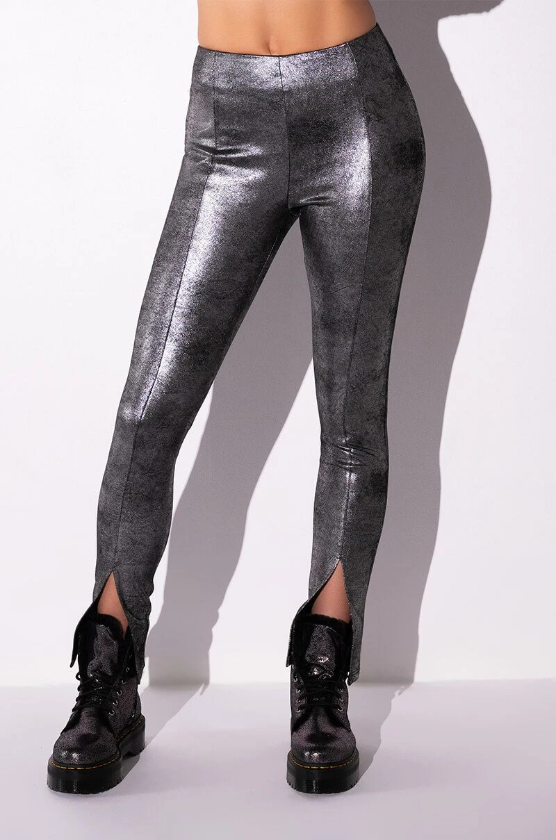 INTO THE NIGHT METALLIC SPLIT HEM PANT - Image 3