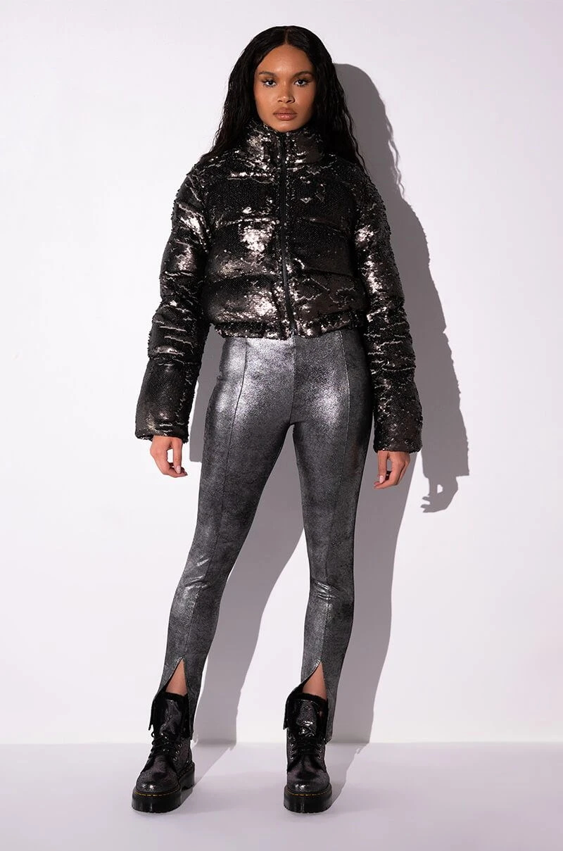 INTO THE NIGHT METALLIC SPLIT HEM PANT - Image 7