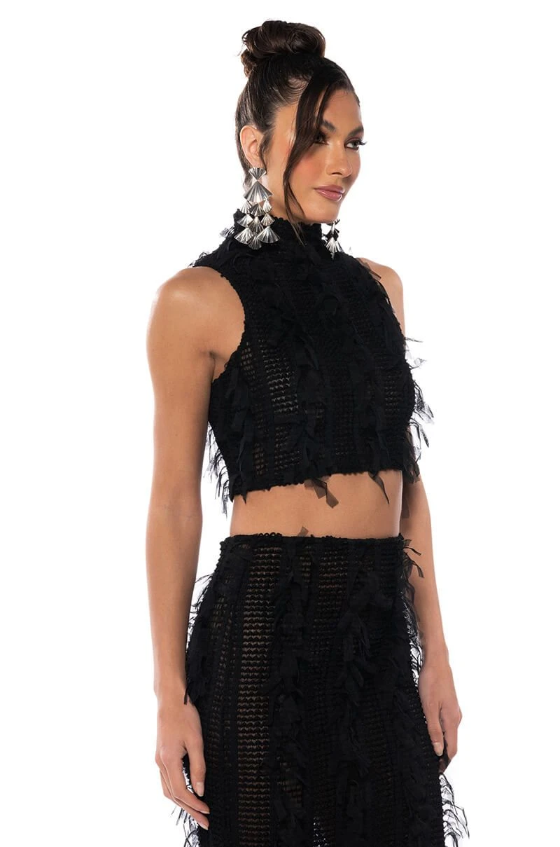 ITS A WRAP MACRAME MESH SLEEVELESS MOCK NECK TOP - Image 2