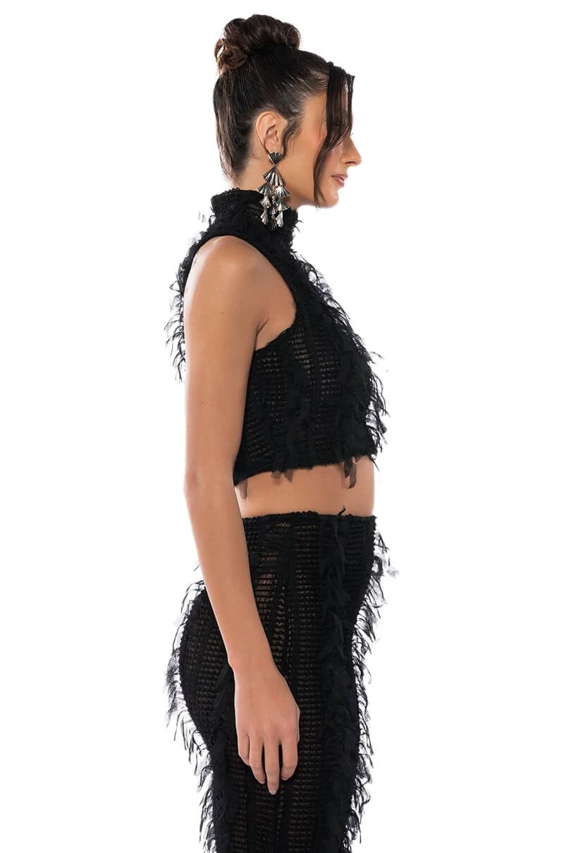 ITS A WRAP MACRAME MESH SLEEVELESS MOCK NECK TOP - Image 5
