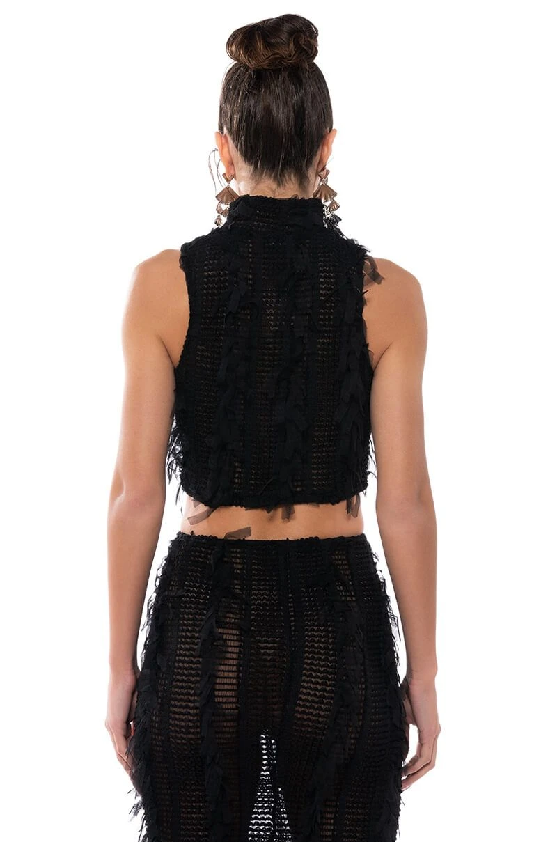 ITS A WRAP MACRAME MESH SLEEVELESS MOCK NECK TOP - Image 6