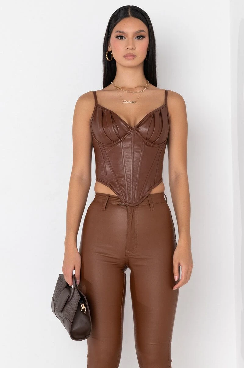 ITTY BITTY PRETTY PU SNATCHED CORSET ITTY BITTY PRETTY PU SNATCHED CORSET -FootJoy Store itty bitty pretty pu snatched corset dark brown 2 2