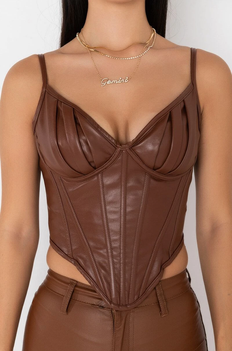 ITTY BITTY PRETTY PU SNATCHED CORSET ITTY BITTY PRETTY PU SNATCHED CORSET -FootJoy Store itty bitty pretty pu snatched corset dark brown 5 5
