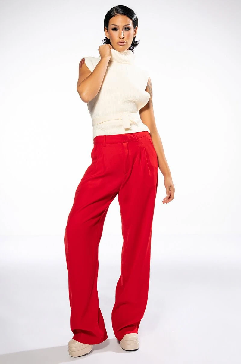 LOGAN WIDE LEG TROUSER IN RED - Image 2