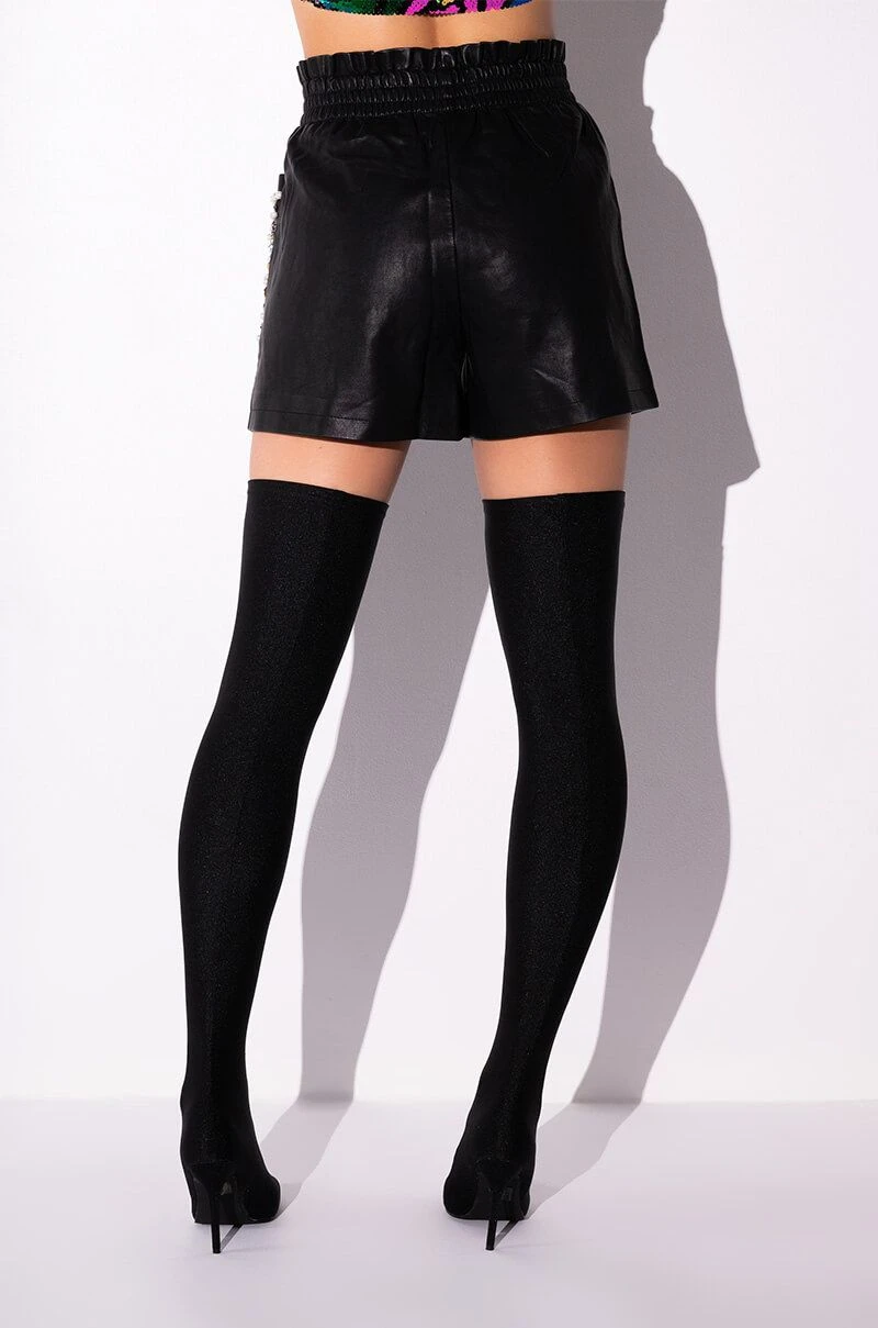 LORIE GEM EMBELLISHED FAUX LEATHER SHORTS - Image 7