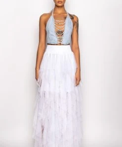 MODERN ROYALTY LAYERED MESH MAXI SKIRT 8 MODERN ROYALTY LAYERED MESH MAXI SKIRT -FootJoy Store modern royalty layered mesh maxi skirt white 8 8