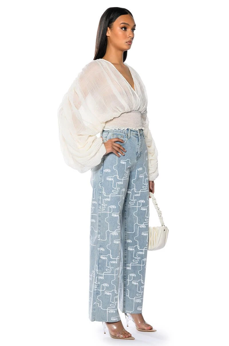 MULTIPLE FACES HIGH WAISTED STRAIGHT JEANS - Image 4