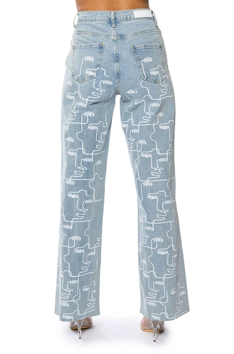 MULTIPLE FACES HIGH WAISTED STRAIGHT JEANS - Image 7