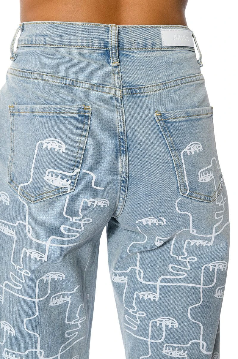 MULTIPLE FACES HIGH WAISTED STRAIGHT JEANS - Image 8