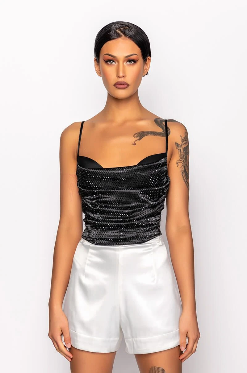 NOVA GIRL RHINESTONE COWL NECK TANK - Image 3