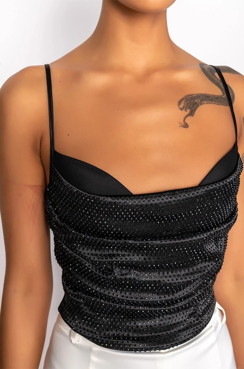 NOVA GIRL RHINESTONE COWL NECK TANK - Image 6