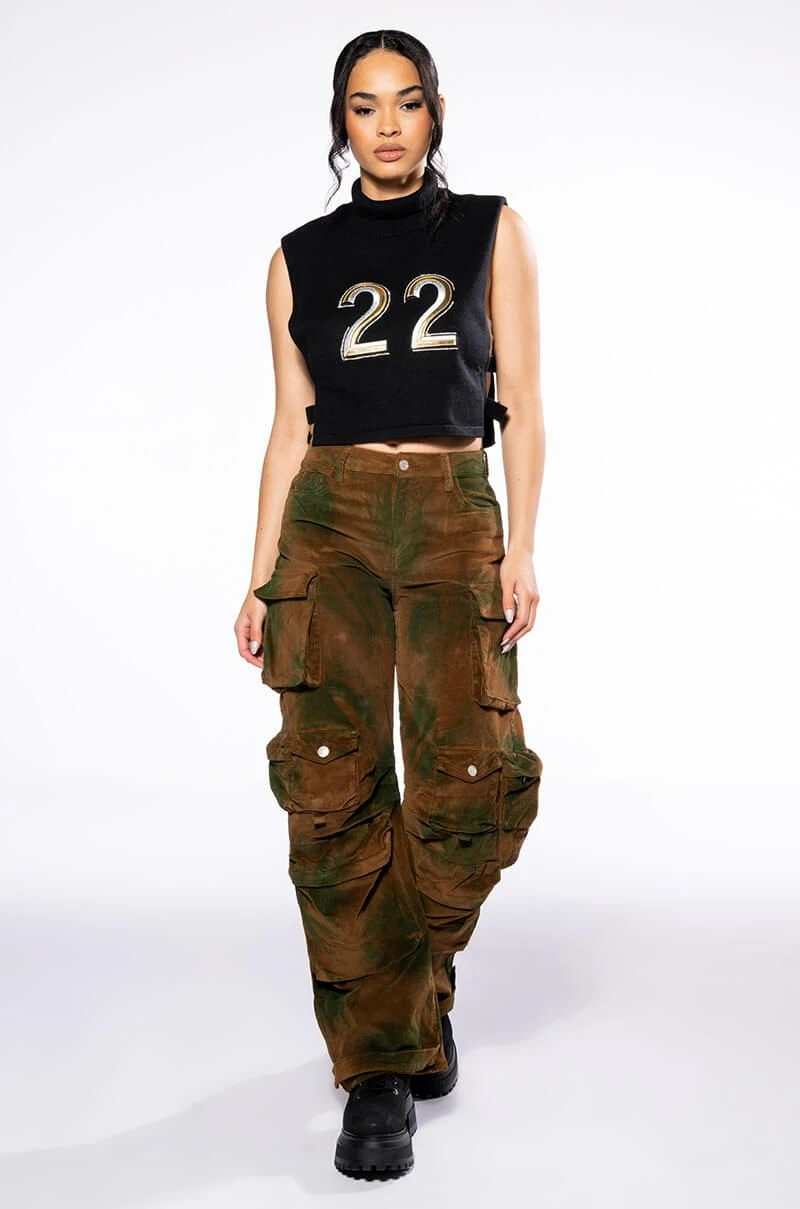 NOTHING BUT CORDUROY CARGO PANTS IN BROWN MULTI - Image 2