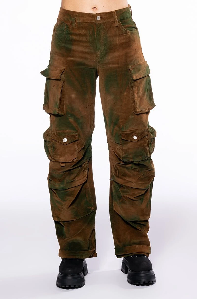 NOTHING BUT CORDUROY CARGO PANTS IN BROWN MULTI - Image 3