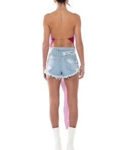 POP OF PINK ASYMMETRICAL HIGH SHINE CHAINMAIL TOP -FootJoy Store pop of pink asymmetrical high shine chainmail top pink 4 4