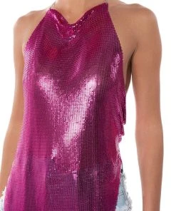 POP OF PINK ASYMMETRICAL HIGH SHINE CHAINMAIL TOP -FootJoy Store pop of pink asymmetrical high shine chainmail top pink 5 5