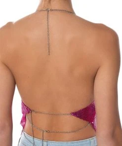 POP OF PINK ASYMMETRICAL HIGH SHINE CHAINMAIL TOP -FootJoy Store pop of pink asymmetrical high shine chainmail top pink 6 6
