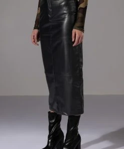 REAL TALK FAUX LEATHER MIDI SKIRT -FootJoy Store real talk faux leather midi skirt black 2 2