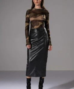 REAL TALK FAUX LEATHER MIDI SKIRT -FootJoy Store real talk faux leather midi skirt black 3 3