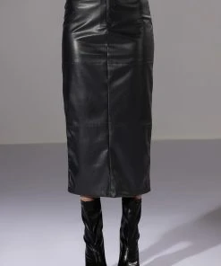 REAL TALK FAUX LEATHER MIDI SKIRT -FootJoy Store real talk faux leather midi skirt black 5 5