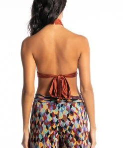 RULES DON'T APPLY SLEEVELESS SATIN HALTER BLOUSE 8 RULES DON'T APPLY SLEEVELESS SATIN HALTER BLOUSE -FootJoy Store rules dont apply sleeveless satin halter blouse rust 7 7