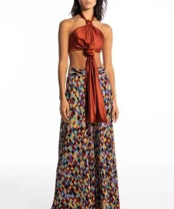 RULES DON'T APPLY SLEEVELESS SATIN HALTER BLOUSE 10 RULES DON'T APPLY SLEEVELESS SATIN HALTER BLOUSE -FootJoy Store rules dont apply sleeveless satin halter blouse rust 9 9